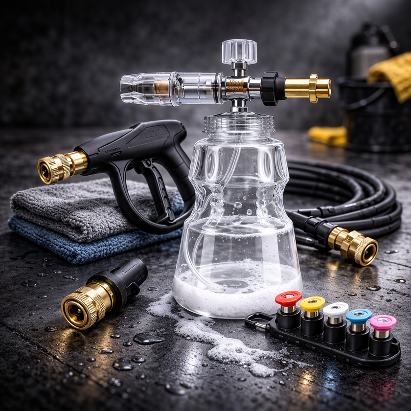 NexorLabs™ - Kärcher Complete Foam Cannon Kit – Adapter, Spray Tips, Foam Lance & Short Trigger Gun