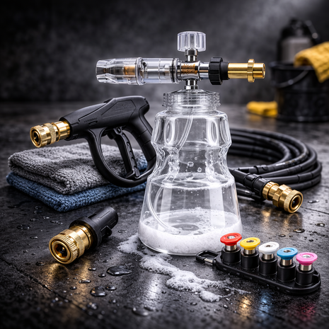 NexorLabs™ - Kärcher Complete Foam Cannon Kit – Adapter, Spray Tips, Foam Lance & Short Trigger Gun